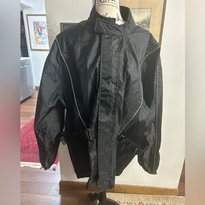 Leather Gallery Men's Black Motorcycle Rain Suit Jacket & Pants XL